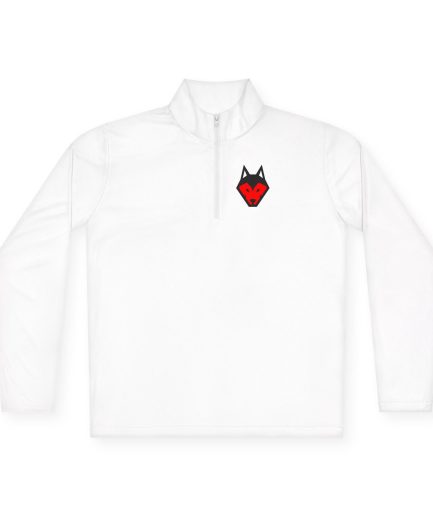 "Red Wolf" - Trendy Unisex Quarter-Zip Pullover with Bold Wolf Design