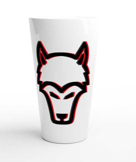 "The Glitchy Wolf" - White Latte 17oz Ceramic Mug